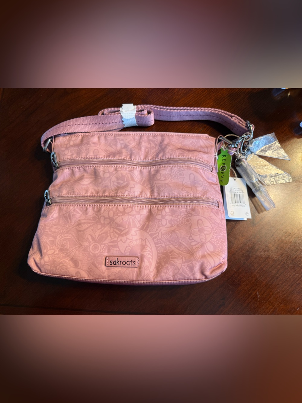 Sakroots Blush Pink Floral Crossbody Bag